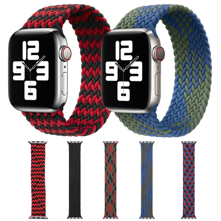 Mixed Color Nylon Braided Single Loop Watch Band For Apple Watch Series 9&8&7 41mm / SE 3&SE 2&6&SE&5&4 40mm / 3&2&1 38mm, Size:L(Red Black) by bashfashion