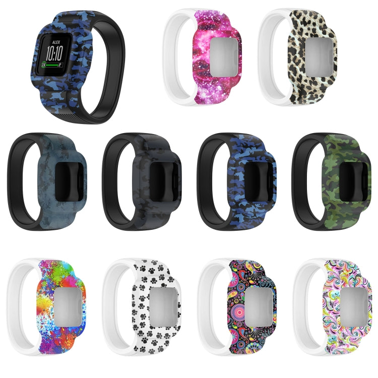 For Garmin Vivofit JR3 No Buckle Silicone Printing Watch Band, Size:L(Leopard) by bashfashion