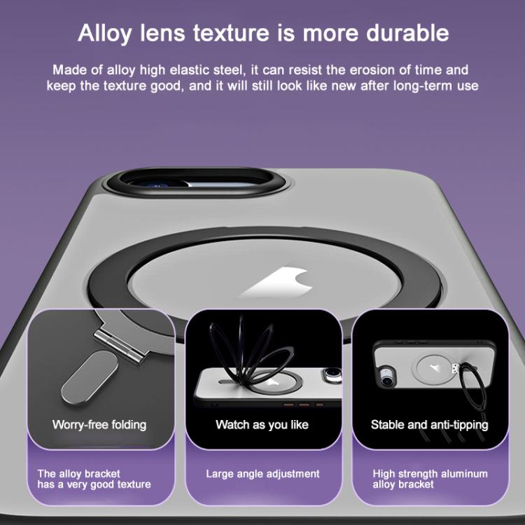 For iPhone 16e Airbag MagSafe Shockproof Frosted Phone Case with Fold Holder(Grey) by bashfashion