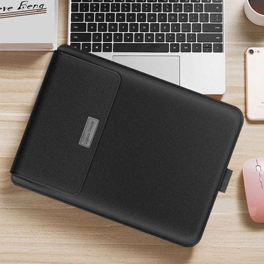 4 in 1 Universal Waterproof PU Leather Laptop Liner Bag with Handle & Stand & Pen Holder + 2 Winders + Mouse Bag + Charger Bag Set for 13 / 14 inch Laptops(Black) by bashfashion