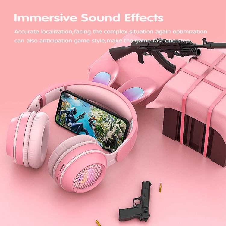 KE-01 Rabbit Ear Wireless Bluetooth 5.0 Stereo Music Foldable Headset with Mic For PC(Mint Green) by bashfashion