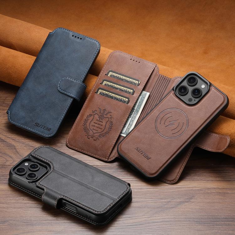 For iPhone Air Suteni Q05 2-in-1 Multi-function Detachable Wallet MagSafe Phone Case(Brown) by Suteni