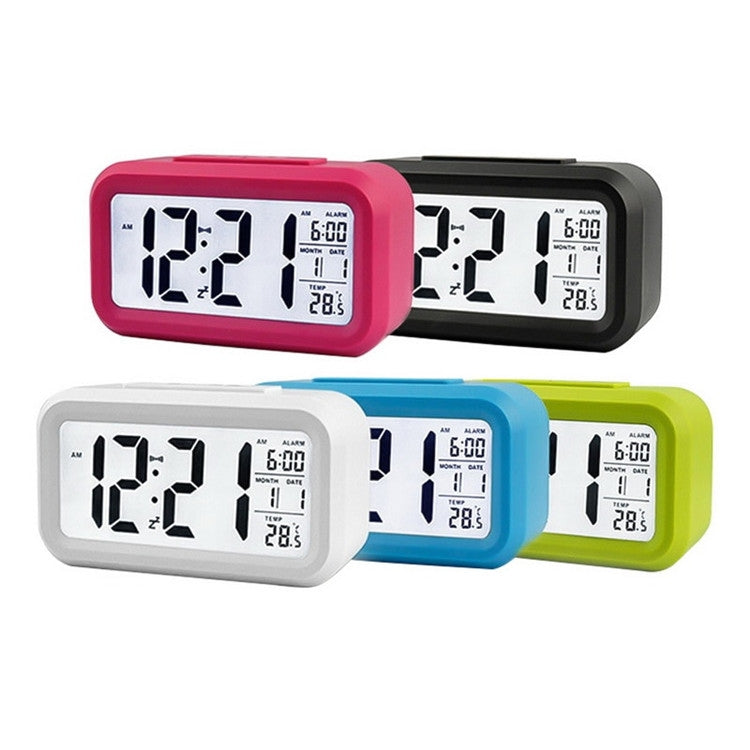 Temperature Type Lazy Snooze Alarm Mute Backlit Electronic Clock(Blue) by bashfashion