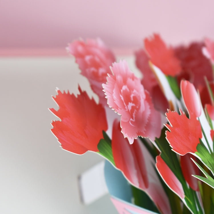 3D Blessing Card Handmade Paper Carnation Three-Dimensional Greeting Card by bashfashion