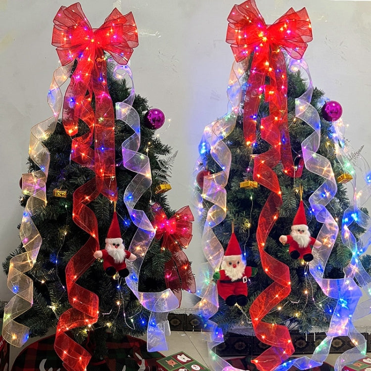 Christmas Ornament Double Light Board Yarn Ribbon String Lights, Specification: 2m(Red Color Light) by bashfashion