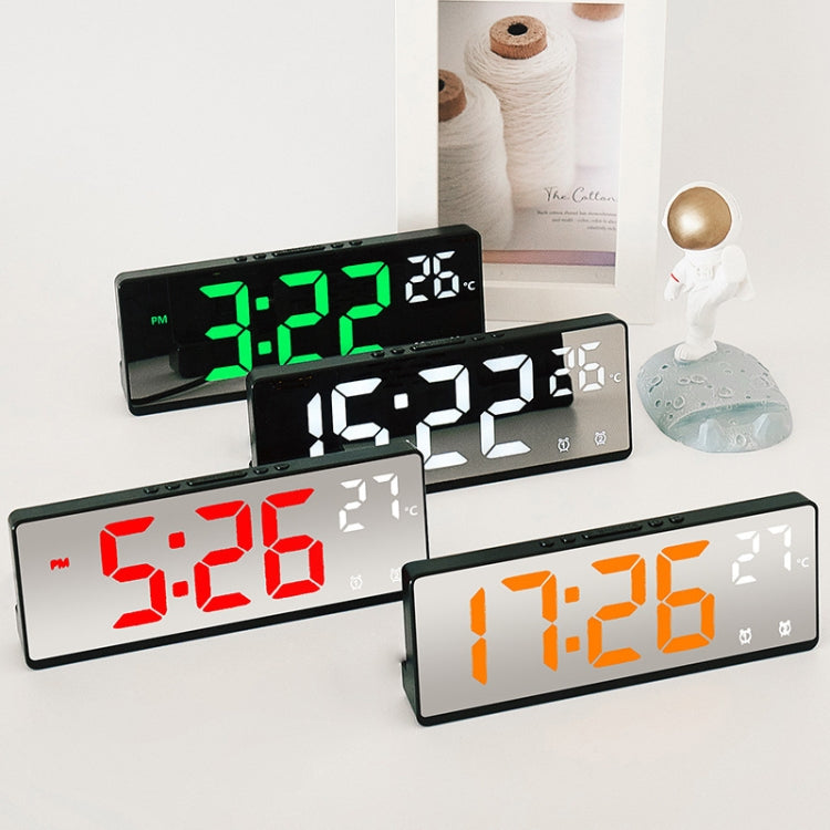 6631 LED Digital Display Multifunctional Electronic Clock Desktop Temperature Mirror Alarm Clock(Red Light) by bashfashion