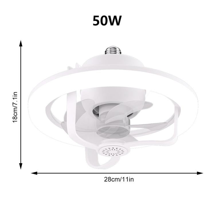 50W Ceiling Fan Light With E27 Socket 3 Speeds Adjustable RGB LED Strip(White) by bashfashion
