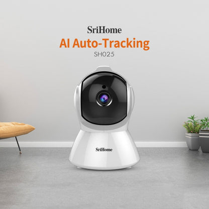 SriHome SH025 2.0 Million Pixels 1080P HD AI Auto-tracking IP Camera, Support Two Way Audio / Motion Tracking / Humanoid Detection / Night Vision / TF Card, AU Plug by SriHome