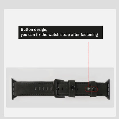 For Apple Watch 5 & 4 44mm / 3 & 2 & 1 42mm Leather Watch Band(Black) by bashfashion