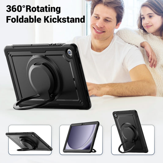 For Samsung Galaxy Tab A11+ / A9+ Honeycomb Hybrid Tablet Case with Handle Holder & Strap(Black) by bashfashion