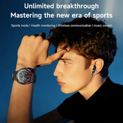 D11 1.46 inch 2 in 1 Bluetooth Earphone Smart Watch, Support Bluetooth Call / NFC / Heart Rate(Black) by bashfashion