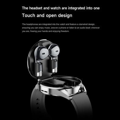 D9 1.46 inch 2 in 1 Bluetooth Earphone Smart Watch, Support Bluetooth Call / NFC / Heart Rate(Silver) by bashfashion