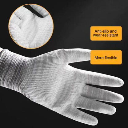A Pair Striped PU Coated Palm Anti-static Labor Protection Gloves Random Color Delivery, Size:L by bashfashion