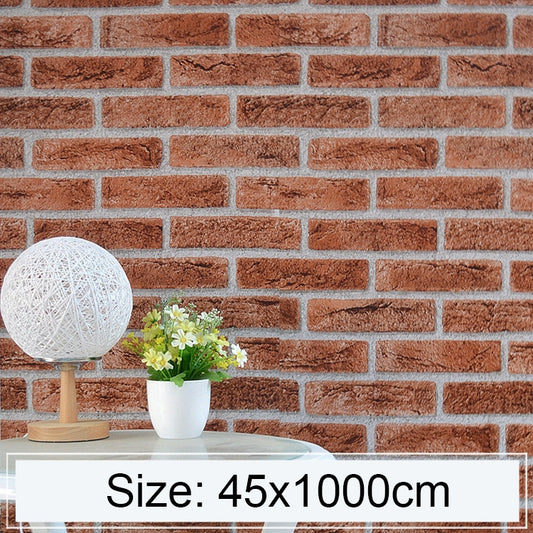 Iron Phosphate Creative 3D Stone Brick Decoration Wallpaper Stickers Bedroom Living Room Wall Waterproof Wallpaper Roll, Size: 45 x 1000cm by bashfashion