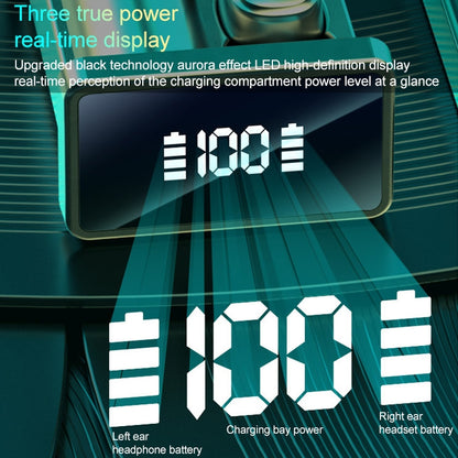 A22 English Version Pull-out Digital Display Bluetooth Earphone with Magnetic Charging Box, Support Touch Light & Power Bank (Black) by bashfashion