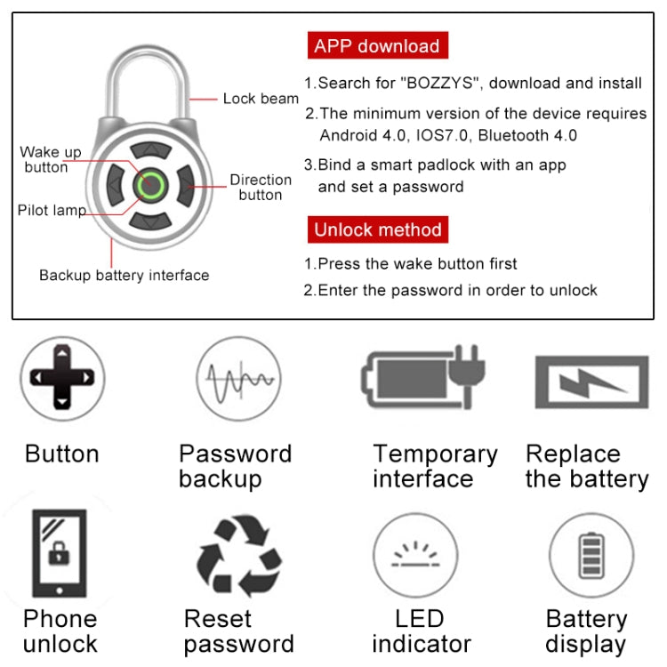 Intelligent Bluetooth Key Password Padlock Remote Unlocking for iOS / Android by bashfashion