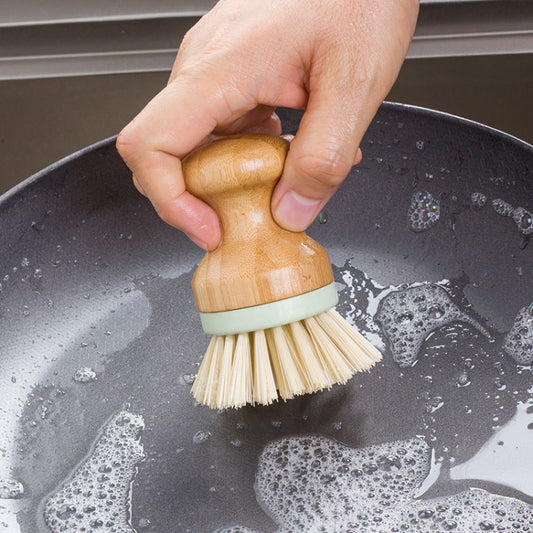 Multifunctional Tool Kitchen Cleaning Brush Wooden Handle Dish Scrubber Pot Pan Dishwasher, Material:Solid wood by bashfashion