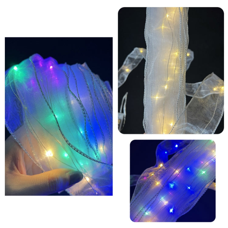 Christmas Ornament Double Light Board Yarn Ribbon String Lights, Specification: 5m(Silver Color Light) by bashfashion