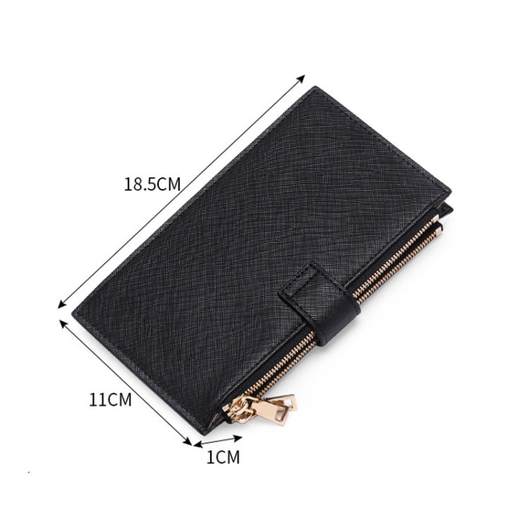 GLQ167 RFID Two-way Folding PU Cross Pattern With Zipper Pocket Wallet(Light Blue) by bashfashion