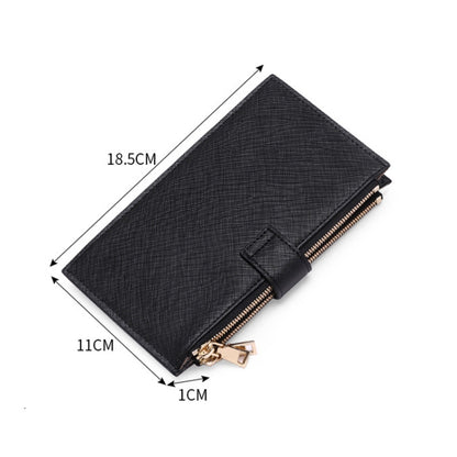 GLQ167 RFID Two-way Folding PU Cross Pattern With Zipper Pocket Wallet(Light Blue) by bashfashion