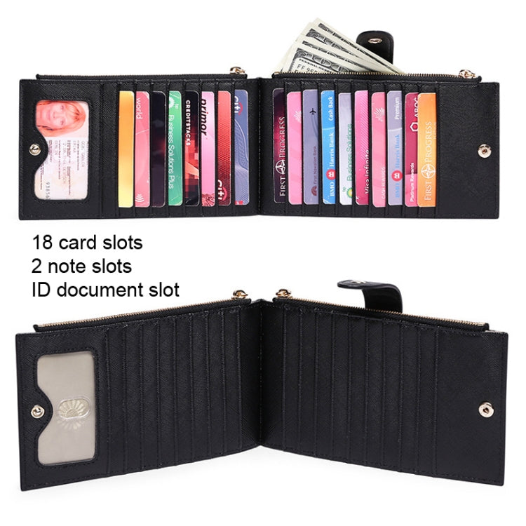 GLQ167 RFID Two-way Folding PU Cross Pattern With Zipper Pocket Wallet(Light Blue) by bashfashion