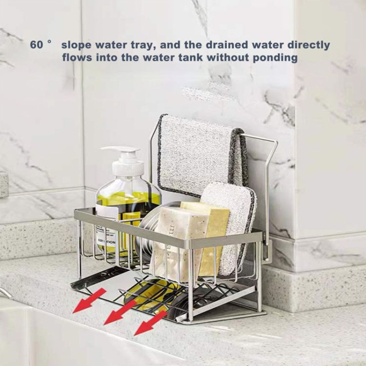 Stainless Steel Sponge Drainer Rack Multifunctional Storage Shelf, Style: Rag Model by bashfashion