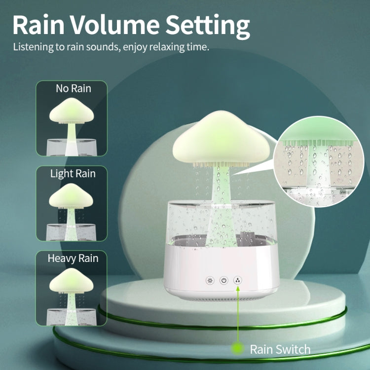 CH08 450ml Rain Humidifier Mushroom Cloud Colorful Night Lamp Aromatherapy Machine, Style: With Remote Controller(Light Wood Grain) by bashfashion
