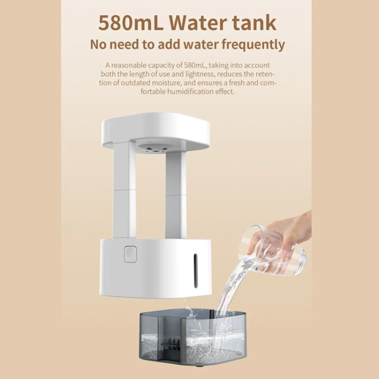 580ml Anti-gravity Humidifier Water Droplet Backflow Atomizer Aromatherapy Machine(White Light) by bashfashion