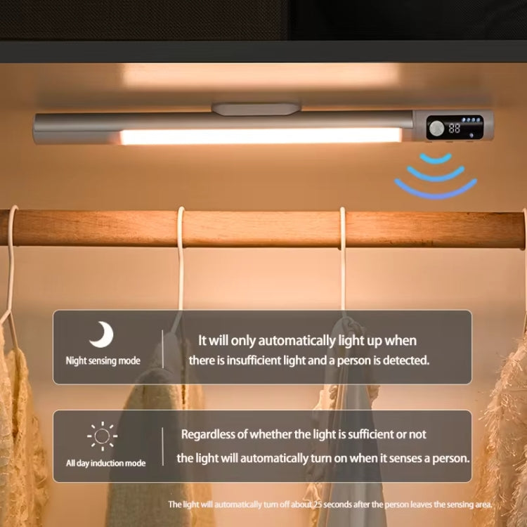 Rechargeable Under Cabinet LED Motion Sensor Night Light with Digital Display 1200mAH(Black) by bashfashion