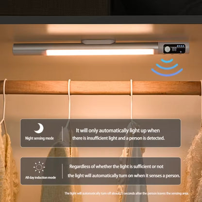 Rechargeable Under Cabinet LED Motion Sensor Night Light with Digital Display 1200mAH(Black) by bashfashion