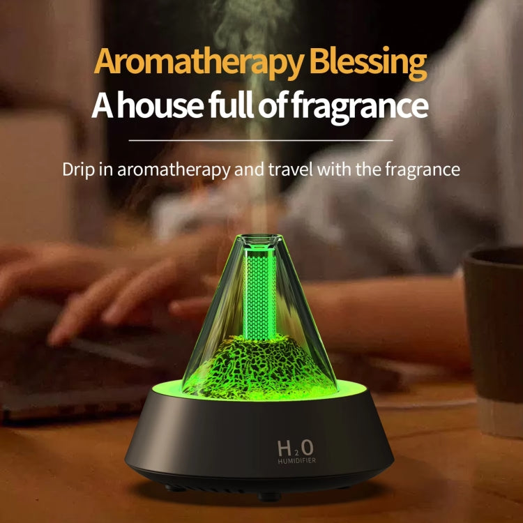 80ml Volcanic Lava Aromatherapy Humidifier With Colorful Lights USB Plug Power(Black) by bashfashion