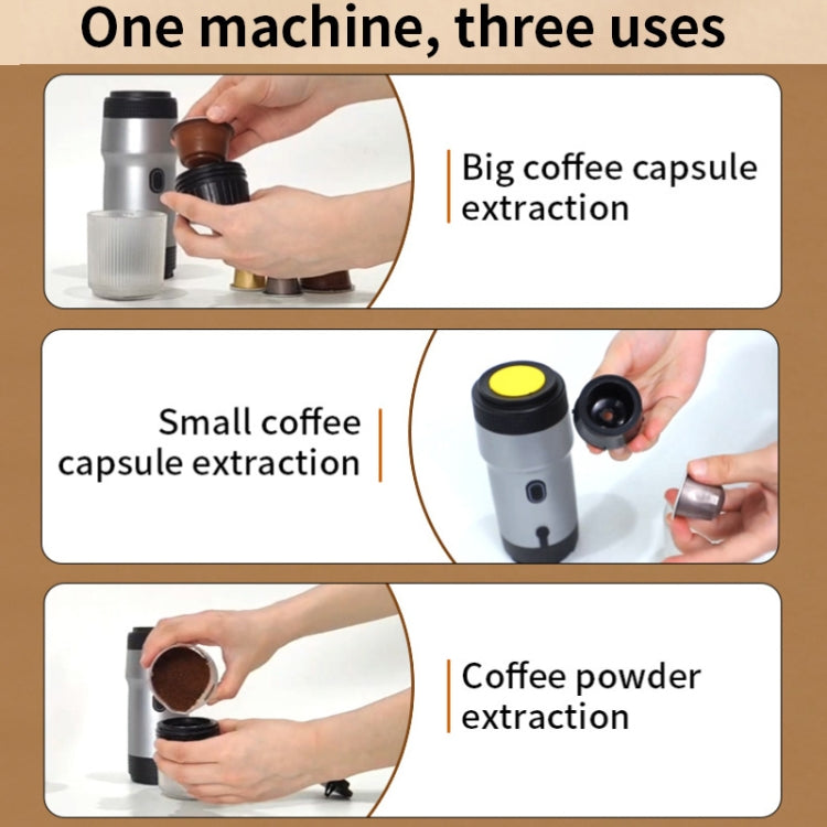 12V 3 In 1 Car Self-heating Coffee Machine Compatible With Large / Small Capsules and Ground Coffee, EU Plug(Black) by bashfashion
