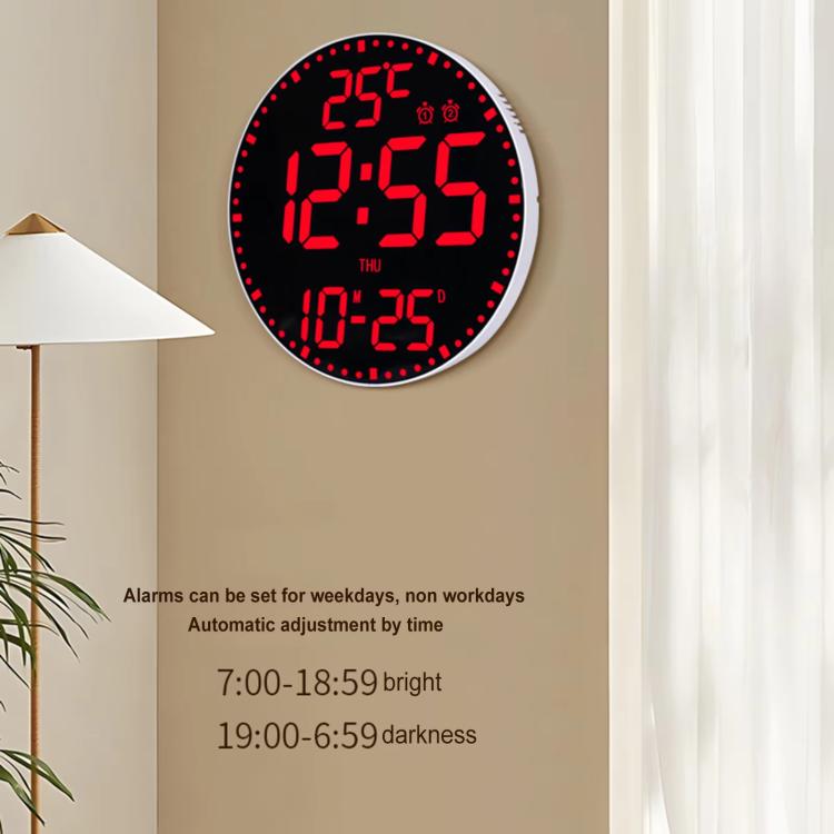 11.6-Inch RGB Wall Clock With Remote Control Multi-Functional Alarm Clock Bamboo+Bamboo by bashfashion
