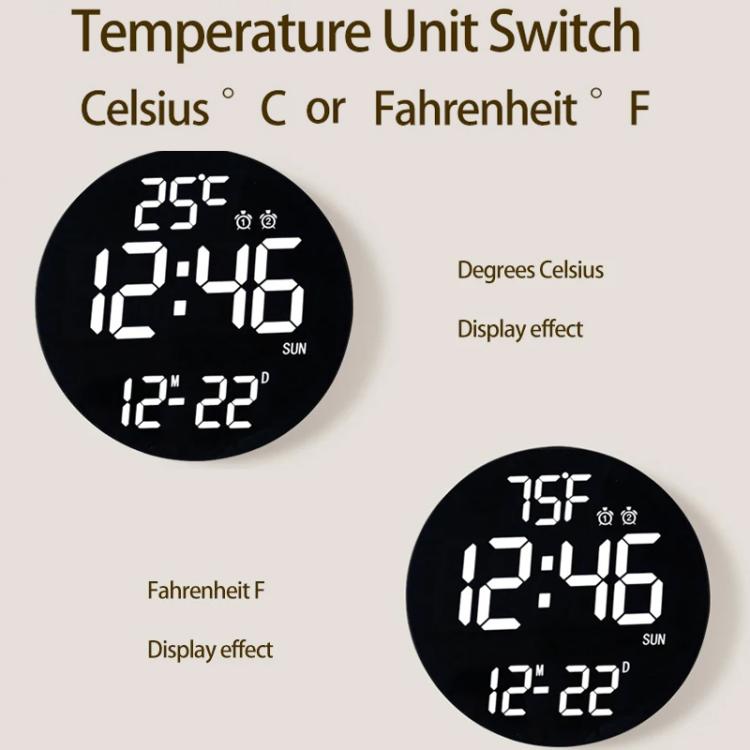 11.6-Inch White Light Wall Clock With Remote Control Multi-Functional Alarm Clock Black+Black by bashfashion