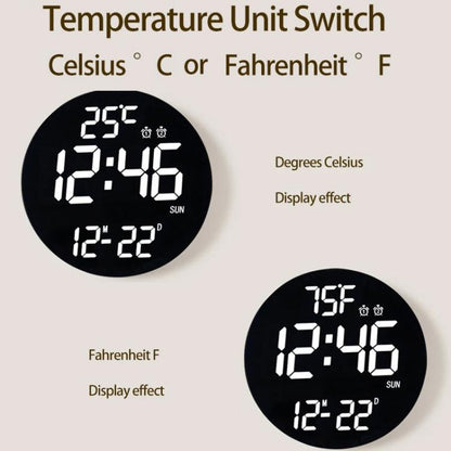 11.6-Inch White Light Wall Clock With Remote Control Multi-Functional Alarm Clock Black+Cloth by bashfashion