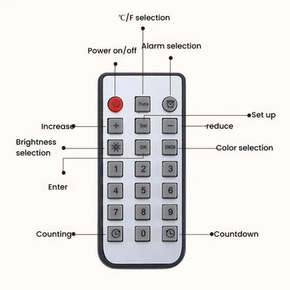 11.6-Inch White Light Wall Clock With Remote Control Multi-Functional Alarm Clock White+Black by bashfashion