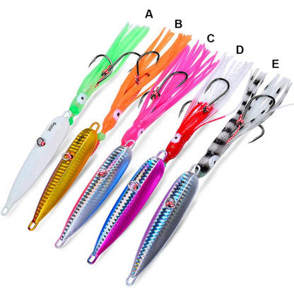 80G PROBEROS LF159 Luminous Bearded Squid Hook Slow Cranking Road Runner Iron Plate Bionic False Bait(C) by PROBEROS