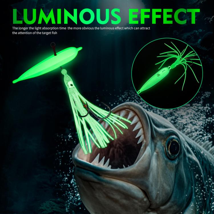 80G PROBEROS LF159 Luminous Bearded Squid Hook Slow Cranking Road Runner Iron Plate Bionic False Bait(C) by PROBEROS