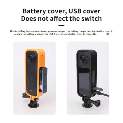 For Insta360 X5 360 Camera CQT Expandable Protective Cage Shockproof Case Horizontal Orange by CQT